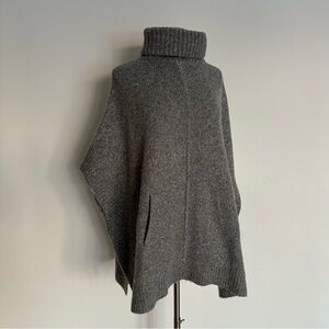 J. Crew Relaxed Turtleneck Poncho Wool Alpaca Blend Gray